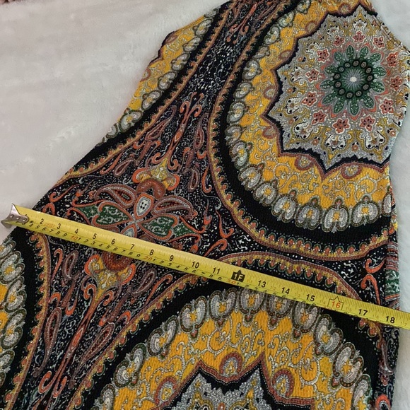 SEXY! Vintage Halter Body Con Midi Dress Multi print Size S-M - Picture 11 of 11